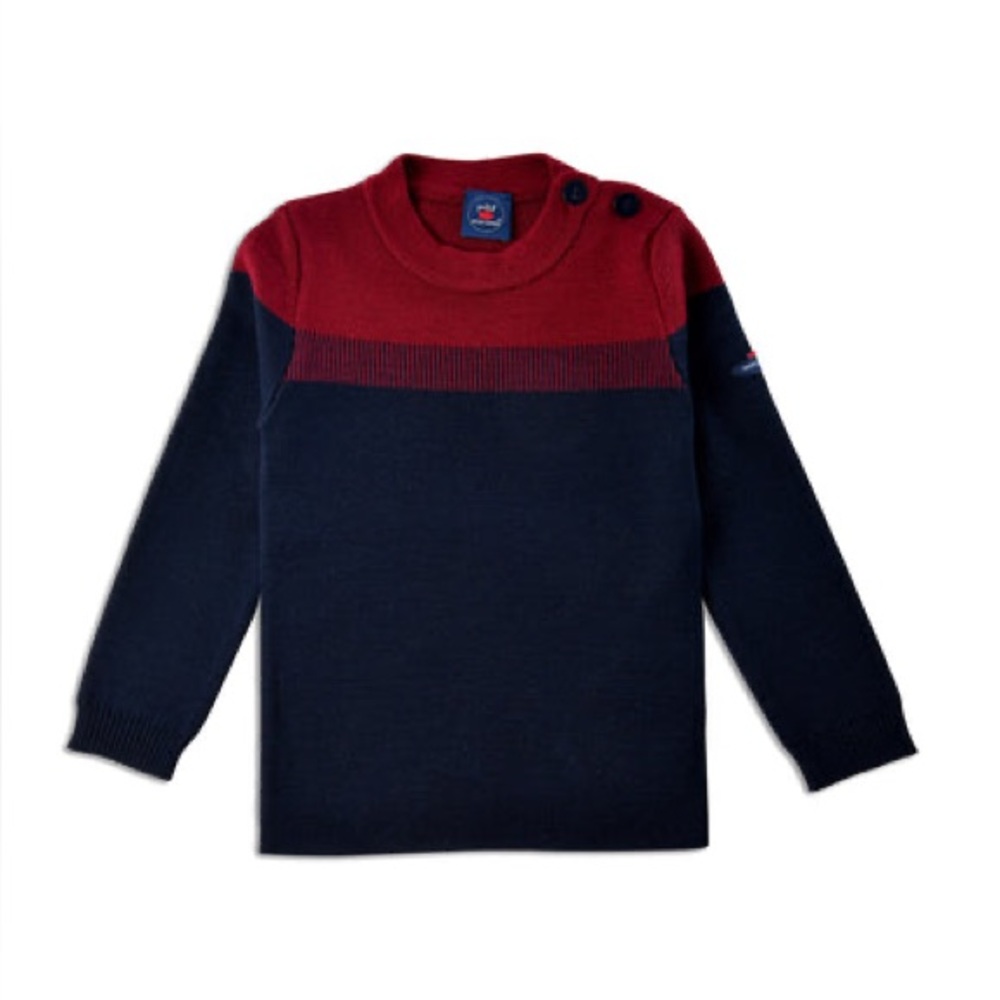 Petit Saint James wool blend knit stretch sweater jumper 4T ski French red blue